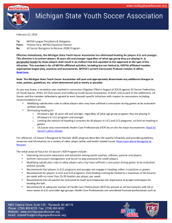 February 22, 2016 To - Michigan State Youth Soccer Association
