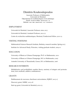 Curriculum Vitae - D&eacute;partement de math&eacute;matiques et de statistique