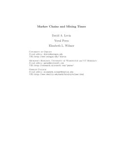 Markov Chains and Mixing Times David A. Levin Yuval Peres