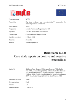 Deliverable D3.2: Case study reports on positive and negative