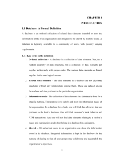 CHAPTER 1 INTRODUCTION 1.1 Database: A Formal Definition