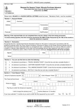 HR Form 1965: Request for Season Ticket / Bicycle