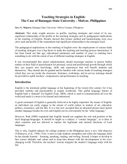 Teaching Strategies in English: The Case of Batangas State