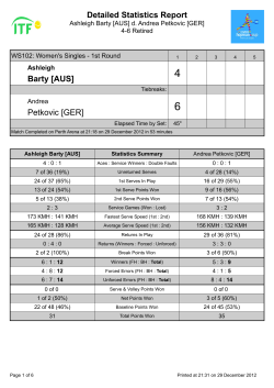 Detailed Statistics Report Barty [AUS] Petkovic [GER]