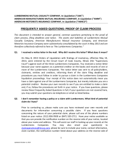 frequently asked questions: proof of claim process