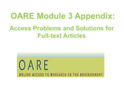 OARE Module 3 Appendix- Access Problems and Solutions for Full