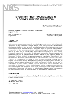 short run profit maximization in a convex analysis framework
