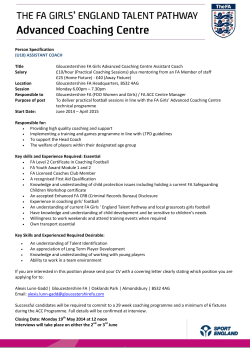 Person Specification (U10) ASSISTANT COACH Title