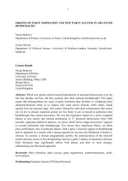 Origins of Party Formation and New Party Success in Advanced