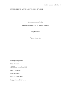 Action, outcome and value - Cognitive Science Department