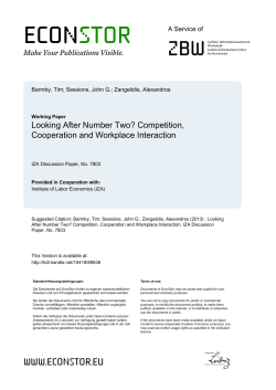 Looking After Number Two? Competition, Cooperation