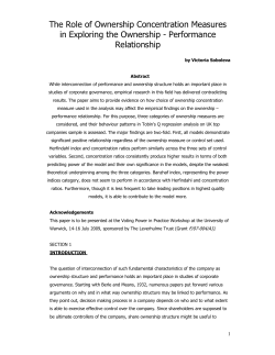 The Role of Ownership Concentration Measures in Exploring