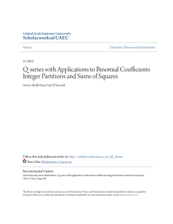 Q-series with Applications to Binomial Coefficients Integer Partitions