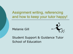Assignments, reading, referencing and how to keep your tutor happy