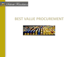 BEST VALUE PROCUREMENT What is BVP?