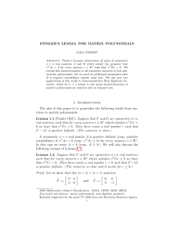 FINSLER`S LEMMA FOR MATRIX POLYNOMIALS 1. Introduction