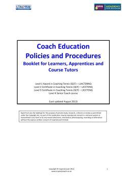 Coach Education Policies and Procedures