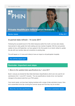In-period data refresh - 14 June 2017 Reminder: Important next steps