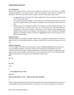 PROGRAMMING LANGUAGES 2.1.3 Initialization Because they