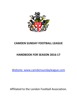 CAMDEN SUNDAY FOOTBALL LEAGUE HANDBOOK FOR