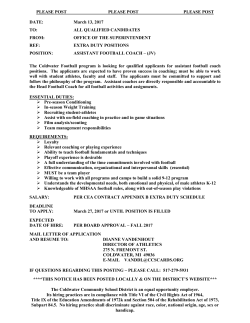 POSTING: Assistant Football Coach (JV)