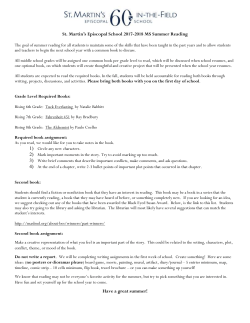 Grades 6-8 Summer Reading - St. Martin`s-in-the