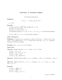 CHAPTER 10, INFINITE SERIES 10.2 Infinite Sequence Definition