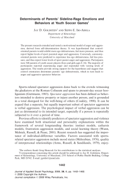 Determinants of Parents` Sideline-Rage Emotions and Behaviors at