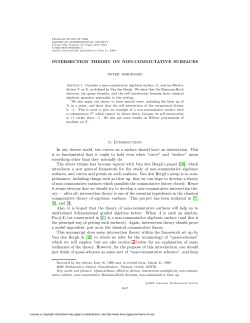 INTERSECTION THEORY ON NON-COMMUTATIVE SURFACES 0
