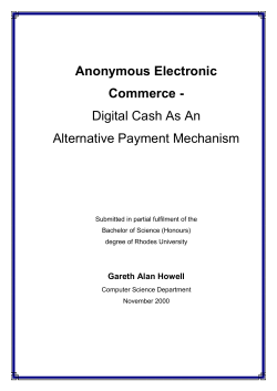 Digital Cash as an Alternate Payment Mechanism