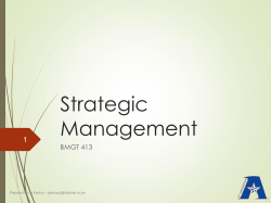 BMGT413 Strategic Management HANDOUT