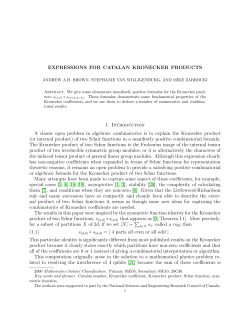 Expressions for Catalan Kronecker products - UBC Math