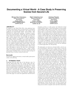 Documenting a Virtual World - A Case Study in Preserving Scenes