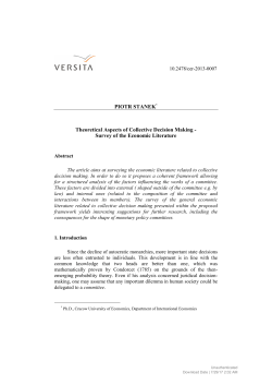 PIOTR STANEK* Theoretical Aspects of Collective Decision Making