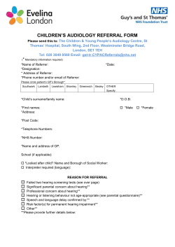 Audiology referral form - Evelina London Children`s Hospital