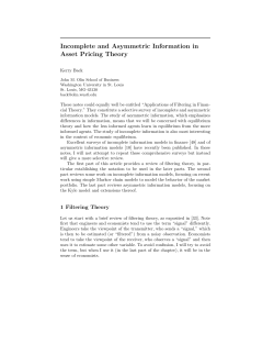 Incomplete and Asymmetric Information in Asset Pricing Theory
