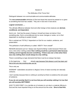 Session 6 The Attributes of the Triune God Distinguish
