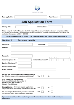 Job Application Form Template - CTTM Care Through The Millennium