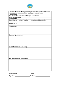 Case conference/Strategy meeting information for Social Services