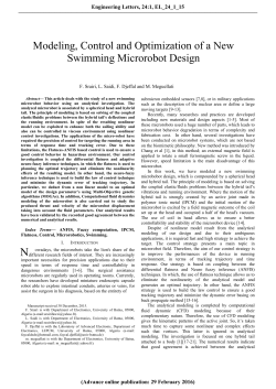 Modeling, Control and Optimization of a New Swimming Microrobot