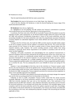 1. Audit (Amendment) Bill 2015 &ndash; Second Reading approved Mr