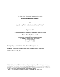 The &ldquo;Play-Out&rdquo; Effect and Preference Reversals: Evidence for Noisy