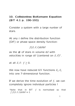 10. Collisionless Boltzmann Equation (BT 4.1 p. 190