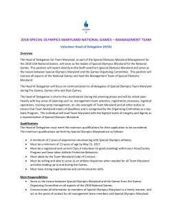 2018 special olympics maryland national games &ndash; management team
