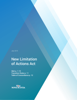 New Limitation of Actions Act