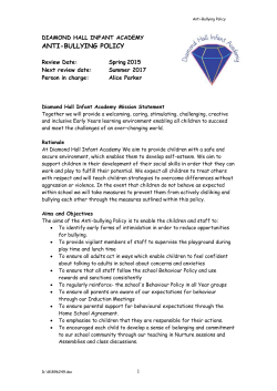 Anti Bullying Policy - Diamond Hall Infant Academy