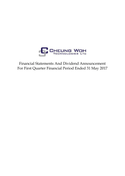 Financial Statements And Dividend Announcement For First Quarter