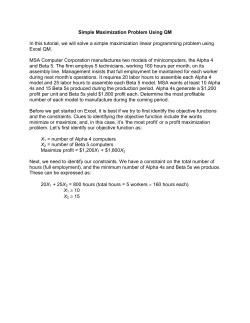 Simple Maximization Problem Using QM In this tutorial, we will solve