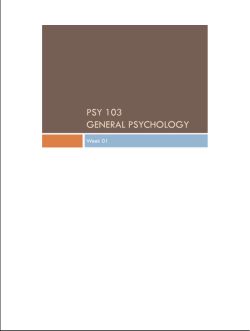 Psy 103 General Psychology