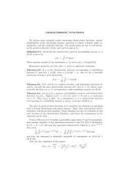 CHARACTERISTIC FUNCTIONS We discuss some